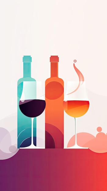 Piatto design colorato degustazione di vini banner wite moderna carta volantino illustrazione grafica AI generativa