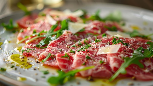 Piatto di carne e verdure su una tavola di legno