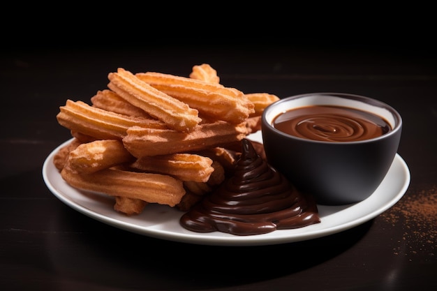 Piatto di churros con cioccolato caldo