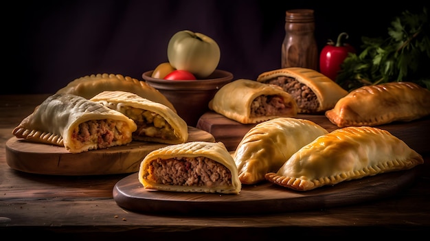 Piatto di empanadas di carne al forno Close Up Ai Generative