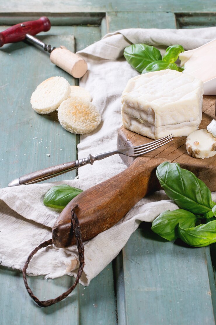 Piatto di formaggi sulla tovaglia