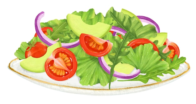 Piatto di insalata sano png illustrazione dieta cibo sfondo trasparente