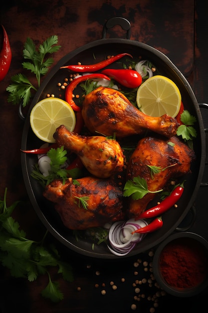 Piatto di pollo tandoori con pollo alla griglia Tandoor Flames Fi Sito web di layout della cultura culinaria dell'India
