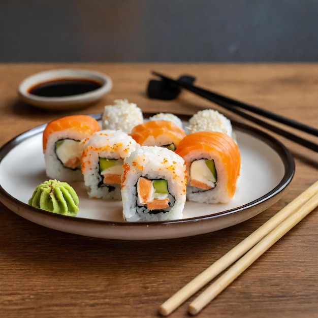 piatto di sushi con le bacchette