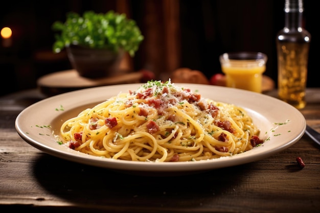 Piatto italiano tradizionale spaghetti alla carbonara