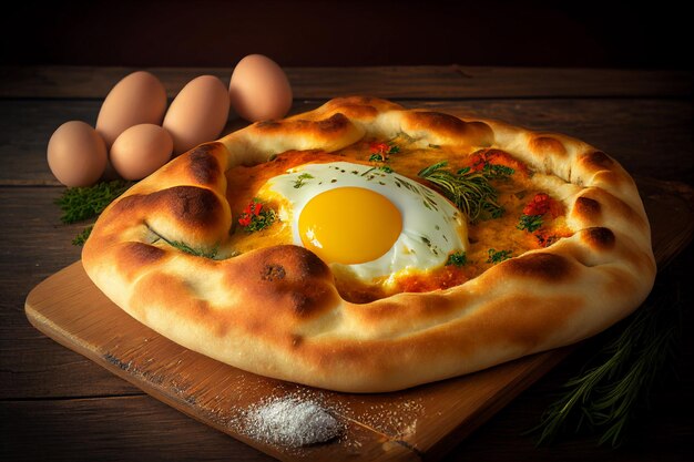 Piatto Khachapuri con uovo AI Generato