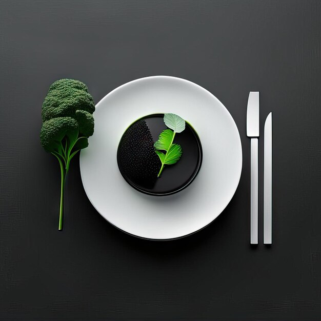 Piatto minimalista di cibo vegano