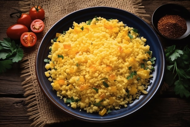 Piatto originale di couscous Cuscuz Brasil Conosciuto anche come Cuscus o Cuzcuz Nord e nord-est del Brasile cibo tipico della cucina brasiliana