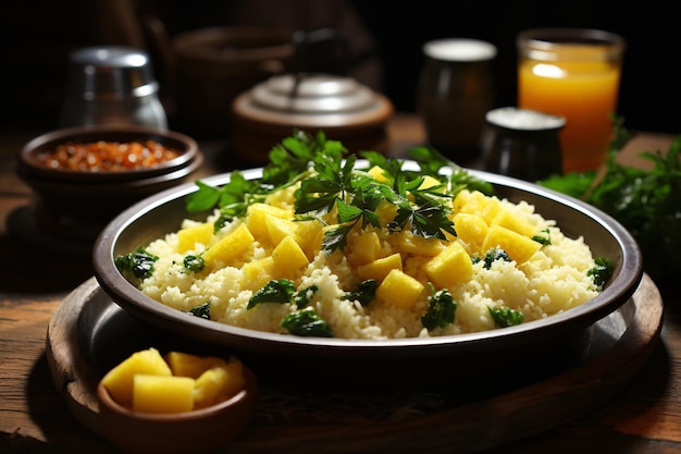 Piatto originale di couscous Cuscuz Brasil Conosciuto anche come Cuscus o Cuzcuz Nord e nord-est del Brasile cibo tipico della cucina brasiliana