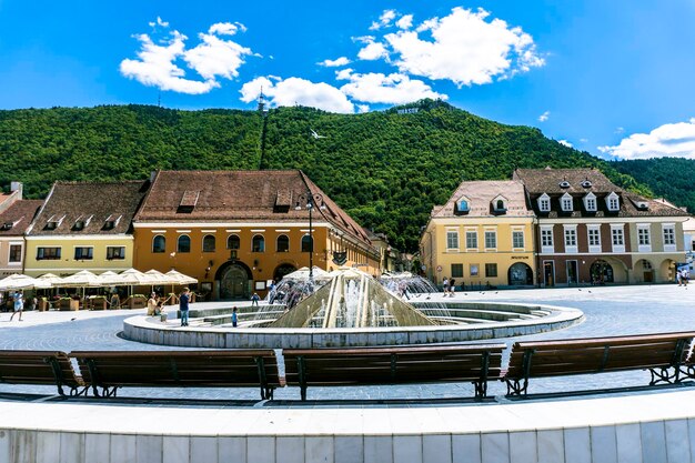 Piazza del Consiglio Brasov, punto di riferimento della Transilvania, Romania