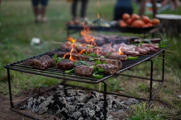 Piazza di barbecue sull'erba