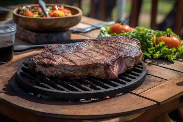 Picanha alla griglia al barbecue con gli amici generativa IA