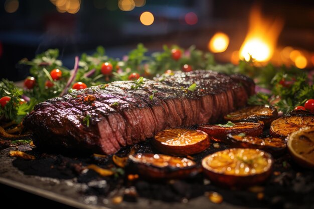 Picanha grigliata tagliata nel barbecue generativo IA