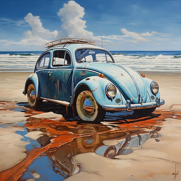 Picasso_style_oil_painting_of_vw_beetle