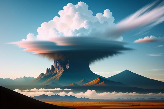 Picche di montagna sotto cielo blu e nuvole bianche paesaggio naturale carta da parati fotografia di sfondo