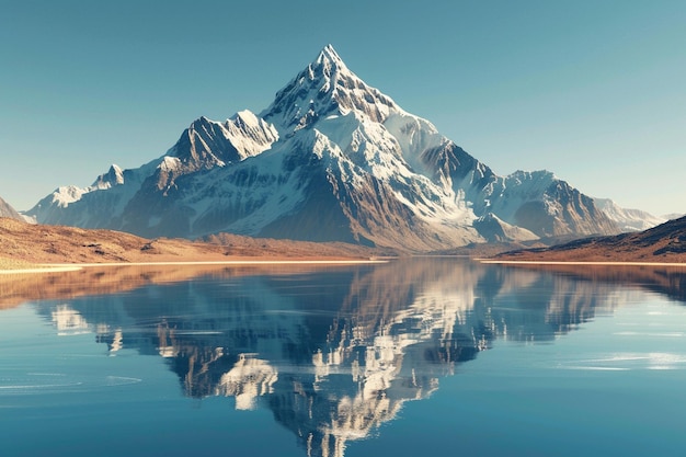 Picco di montagna riflesso in un lago cristallino oc