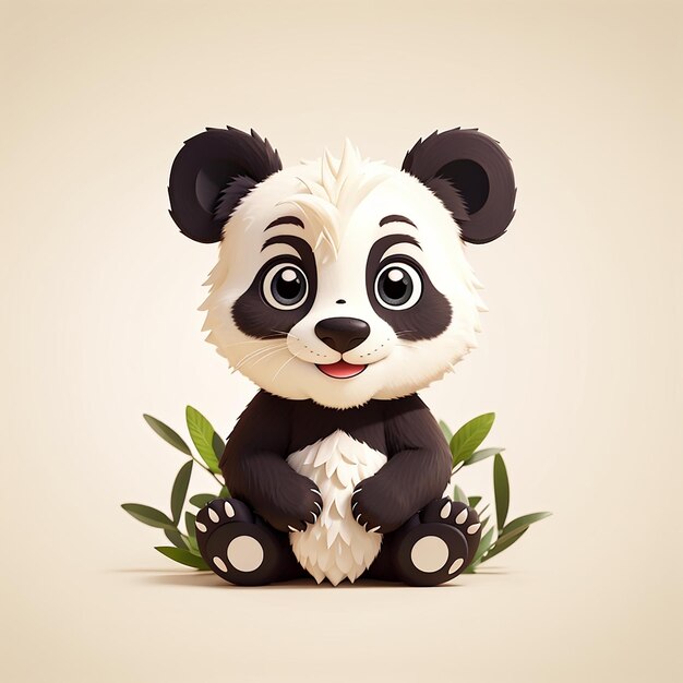 Piccola bambina panda sorpreso cartone animato Vector Icon Illustrazione