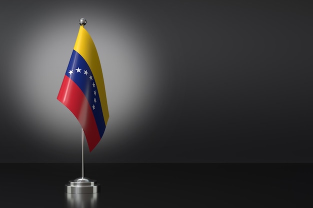 Piccola bandiera della Repubblica Bolivariana del Venezuela di fronte a uno sfondo nero 3d Rendering