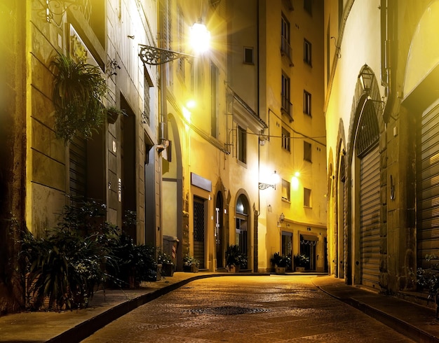 Piccola bella strada di Firenze di notte