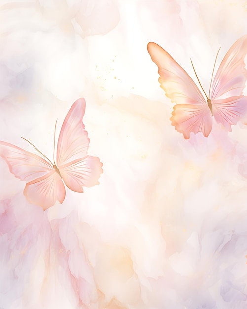 Piccola carta da parati a farfalla ad acquerello rosa e bianco