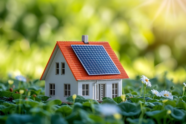 Piccola casa con pannello solare