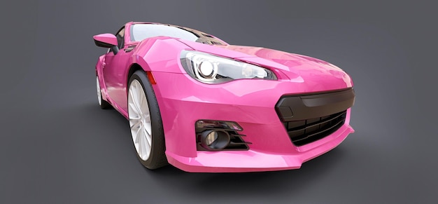 Piccola coupé sportiva rosa. rendering 3D.