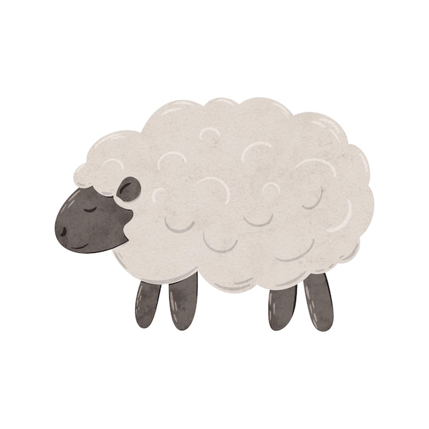 Piccola illustrazione digitale disegnata a mano di cuccioli di pecora con piccolo agnello per cartellone di design tessile