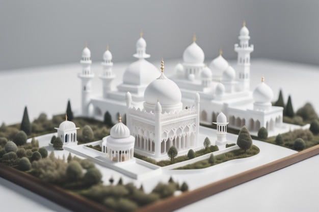 Piccola moschea bianca in 3D