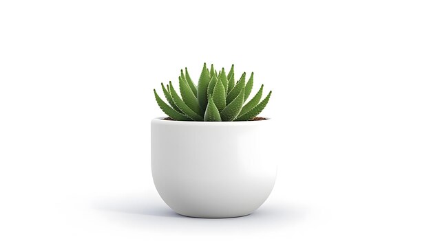 Piccola pianta in vaso di succulente o cactus isolata su bianco