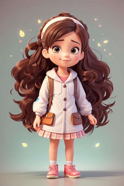 Piccola ragazza a vapore con un trattamento per i capelli illustrazione di personaggi di cartoni animati disegnati a mano