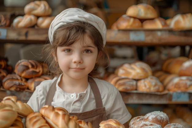 Piccola ragazza con i pane