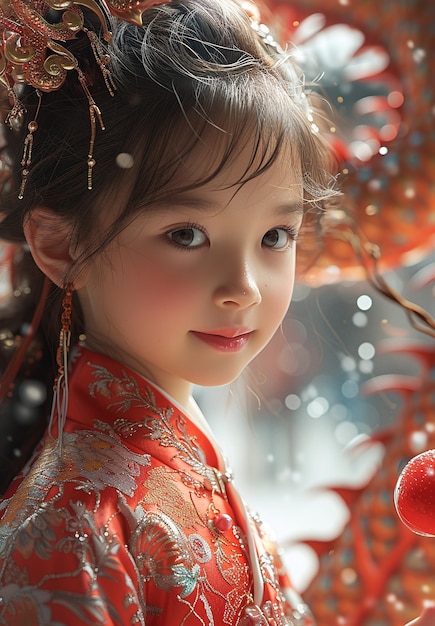Piccola ragazza in abito tradizionale cinese