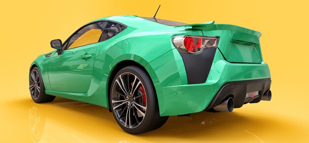 Piccola rappresentazione verde del coupé 3d dell'automobile sportiva