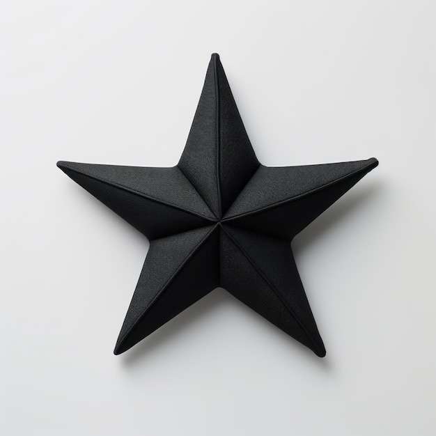 Piccola stella Una stella scultorea in neoprene nera su uno sfondo pulito