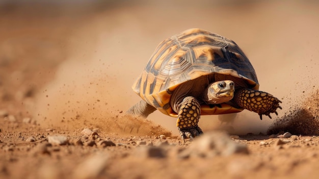 Piccola tartaruga che striscia nella sporcizia