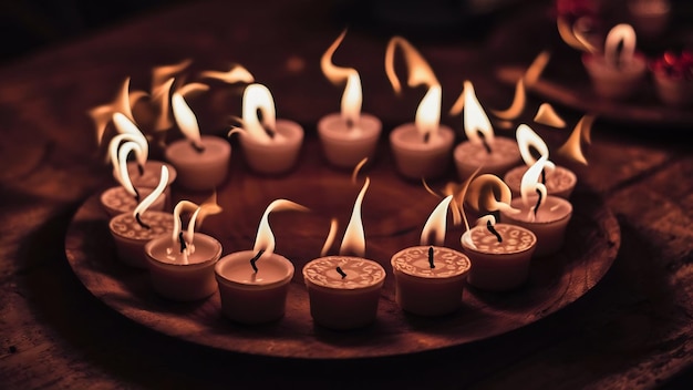 Piccole candele fiammeggianti