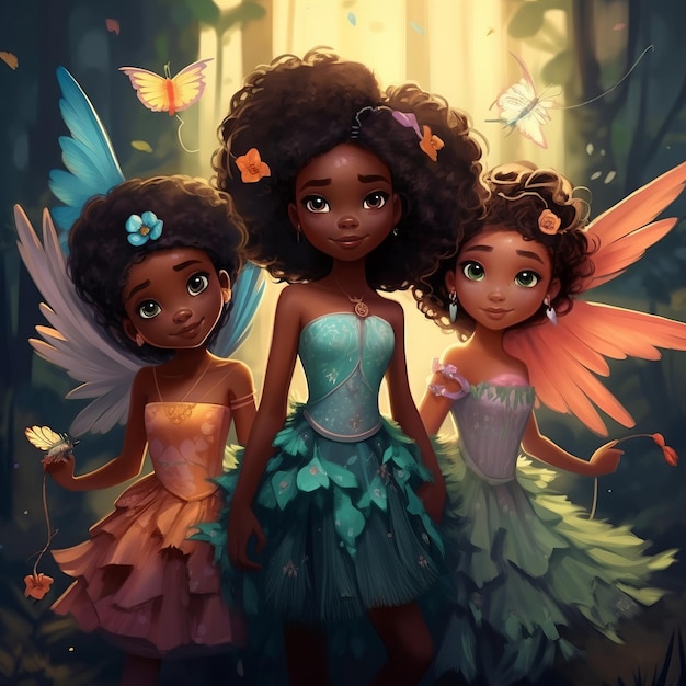 Piccole ragazze nere che sventolano come colibrì nel mondo magico della Pixar