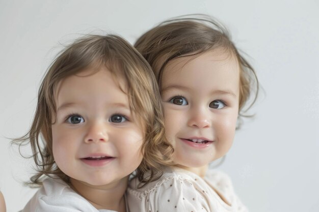 Piccoli bambini carini su uno sfondo bianco