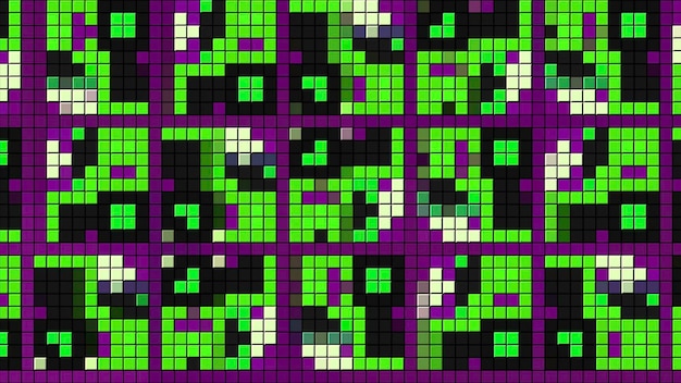 Piccoli quadrati luminosi e scintillanti che scorrono e lampeggiano in animazione