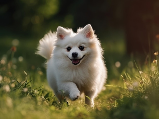 Piccolo bellissimo cane divertente tedesco Fluffy Spitz