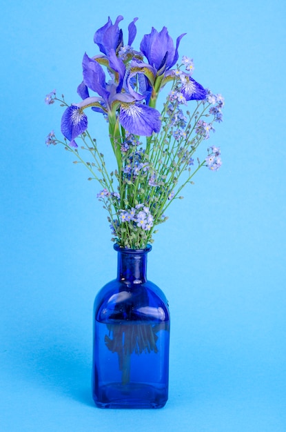 Piccolo bouquet di fiori da giardino blu.