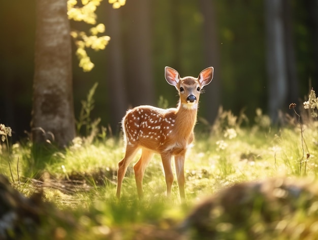 Piccolo cervo selvaggio animale in piedi giungla natura carta da parati AI Generated Image