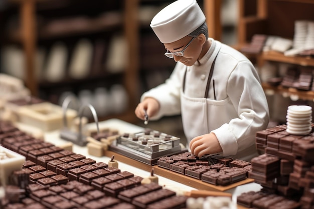 Piccolo cioccolatiere giocattolo che produce cioccolatini