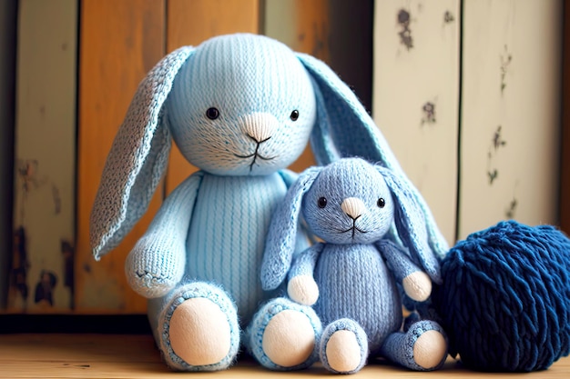 Piccolo coniglietto blu carino kit giocattoli a maglia