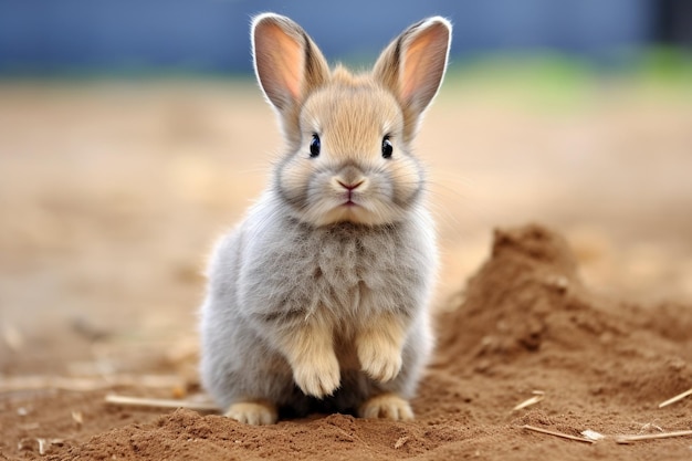 Piccolo coniglietto carino seduto a terra