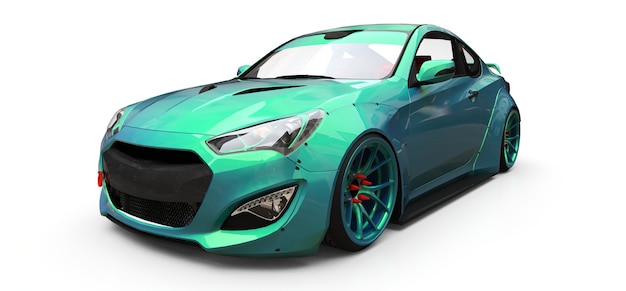 Piccolo coupé di auto sportiva verde. rendering 3D.