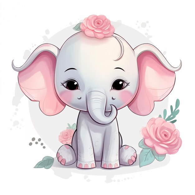 Piccolo cucciolo di elefante con le orecchie rosa