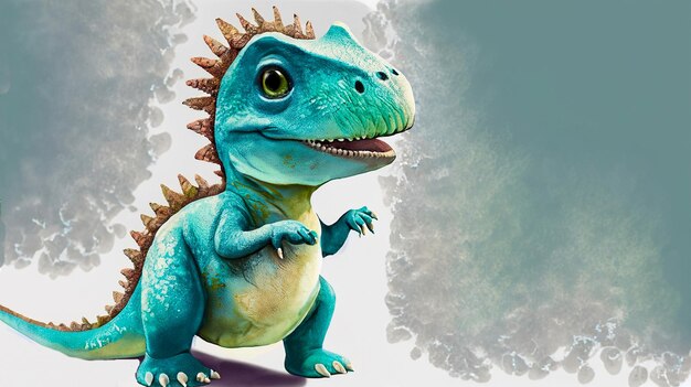 piccolo dinosauro turchese isolato colore morbido