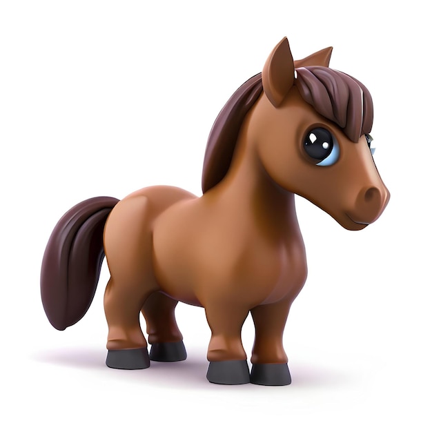 Piccolo e carino cavallo marrone 3d generato AI