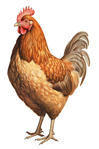 Piccolo gallo isolato su uno sfondo bianco illustrazione realistica